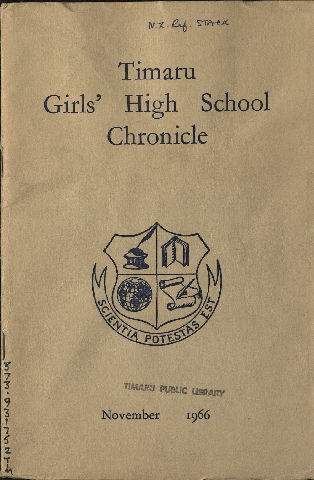 Timaru Girls' High School Chronicle 1966