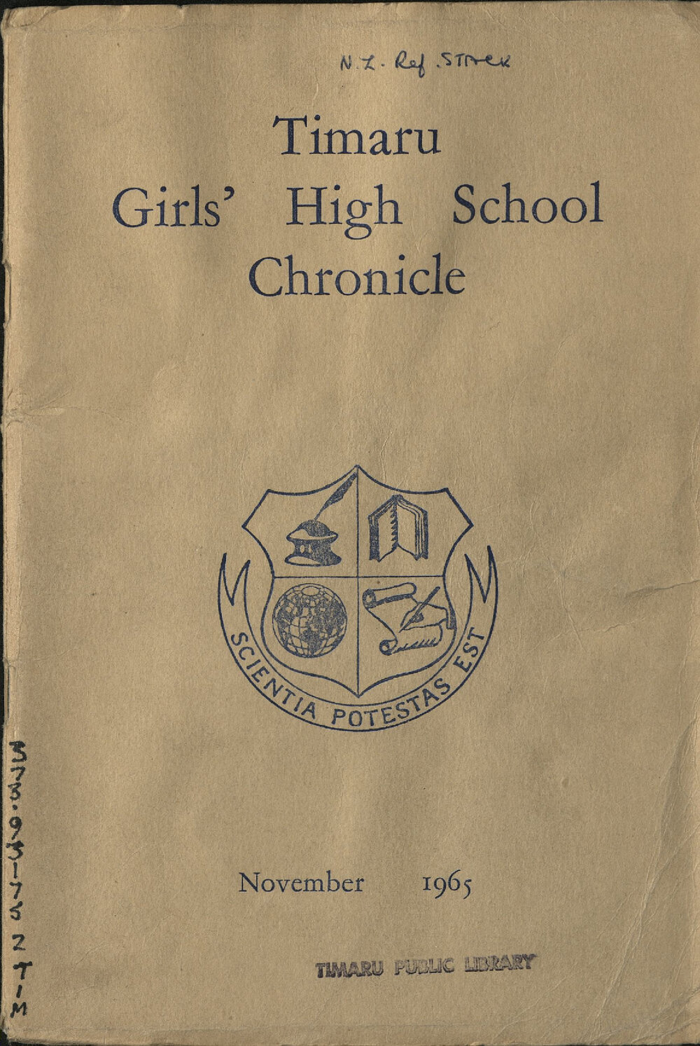Timaru Girls' High School Chronicle 1965