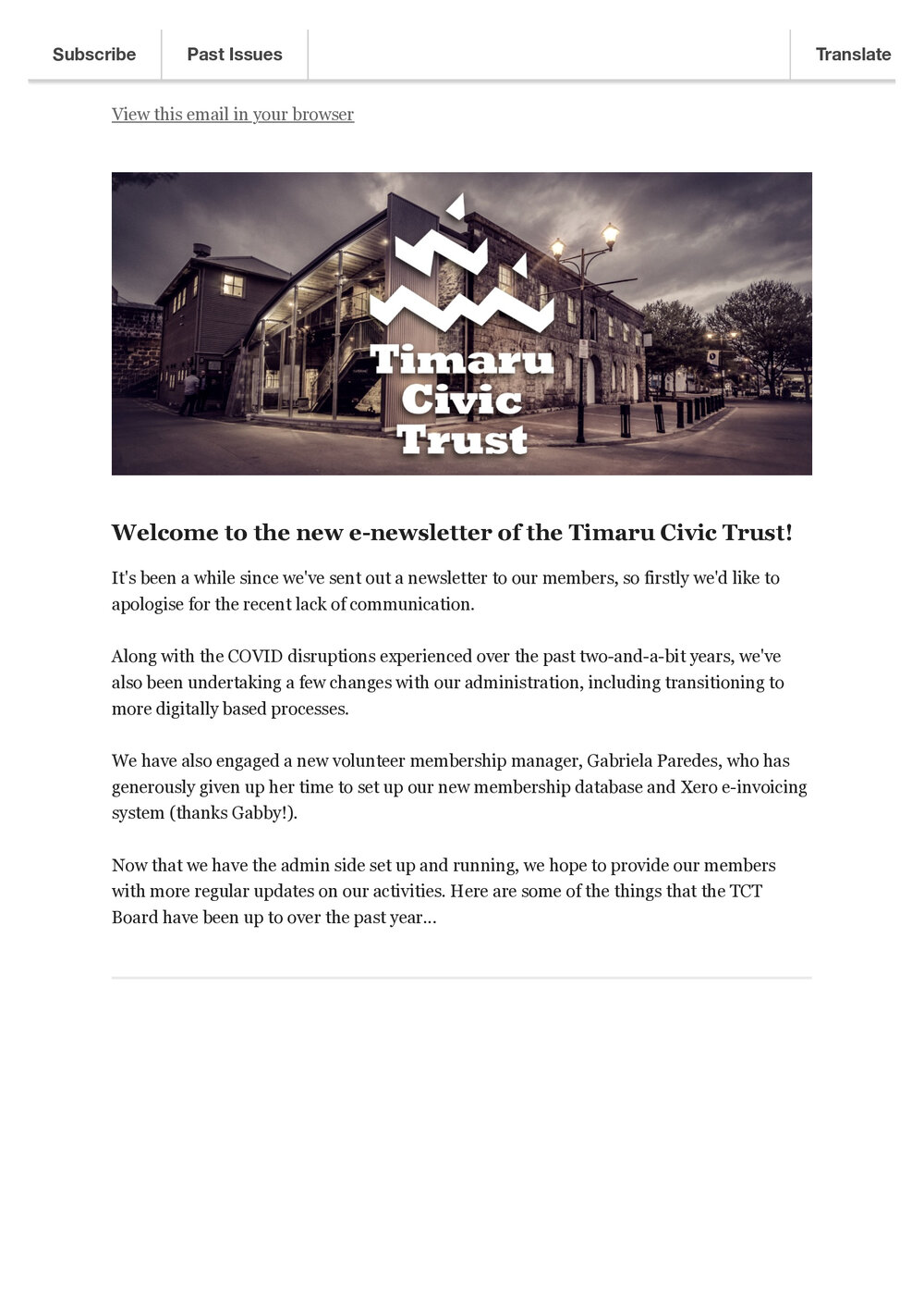 Timaru Civic Trust newsletter August 2022