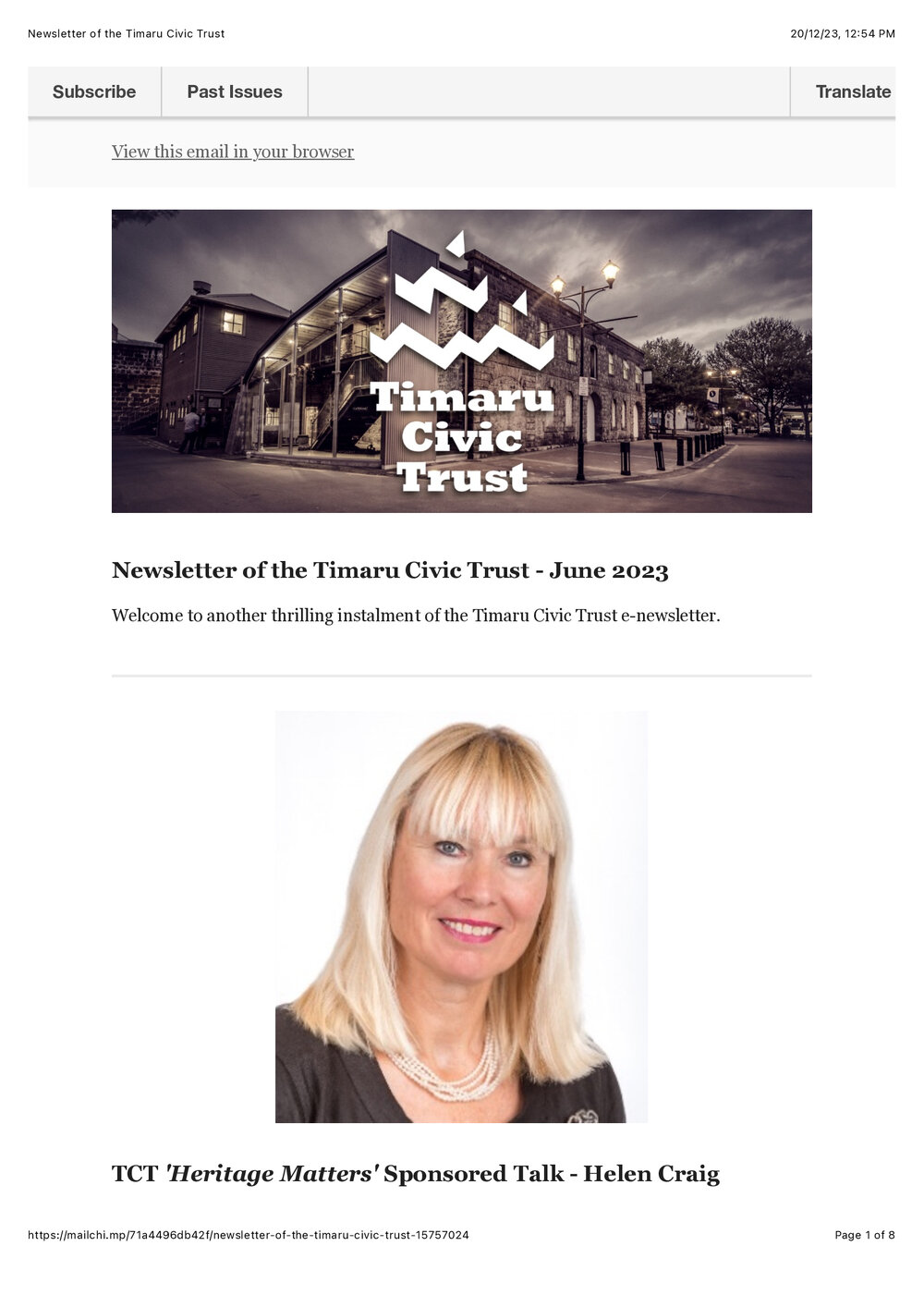 Timaru Civic Trust newsletter June 2023
