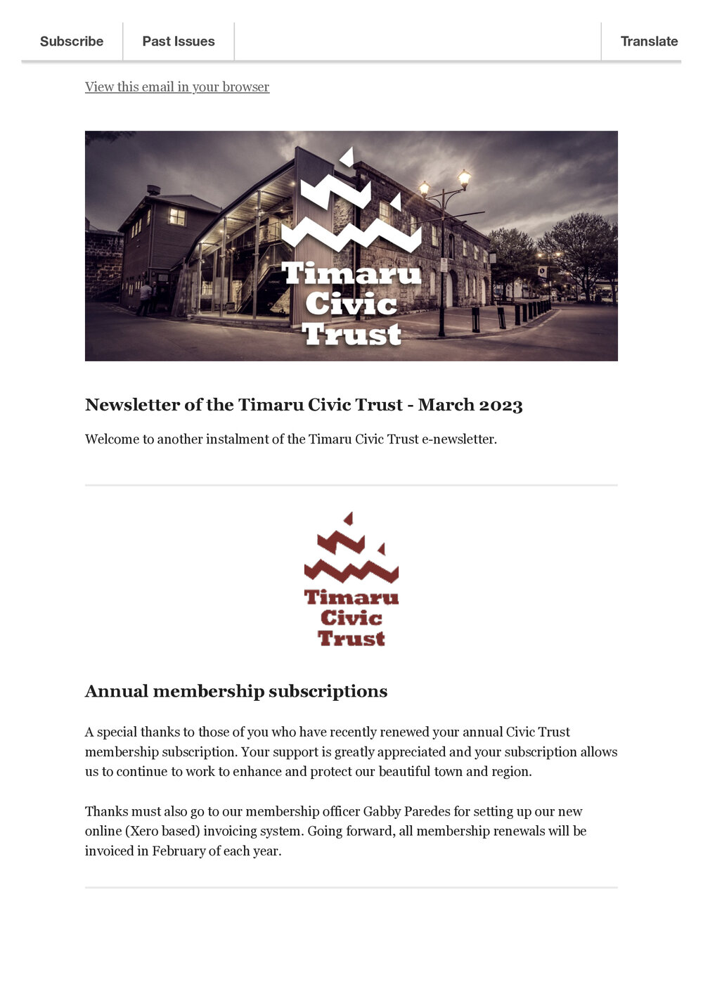 Timaru Civic Trust newsletter Mar 2023