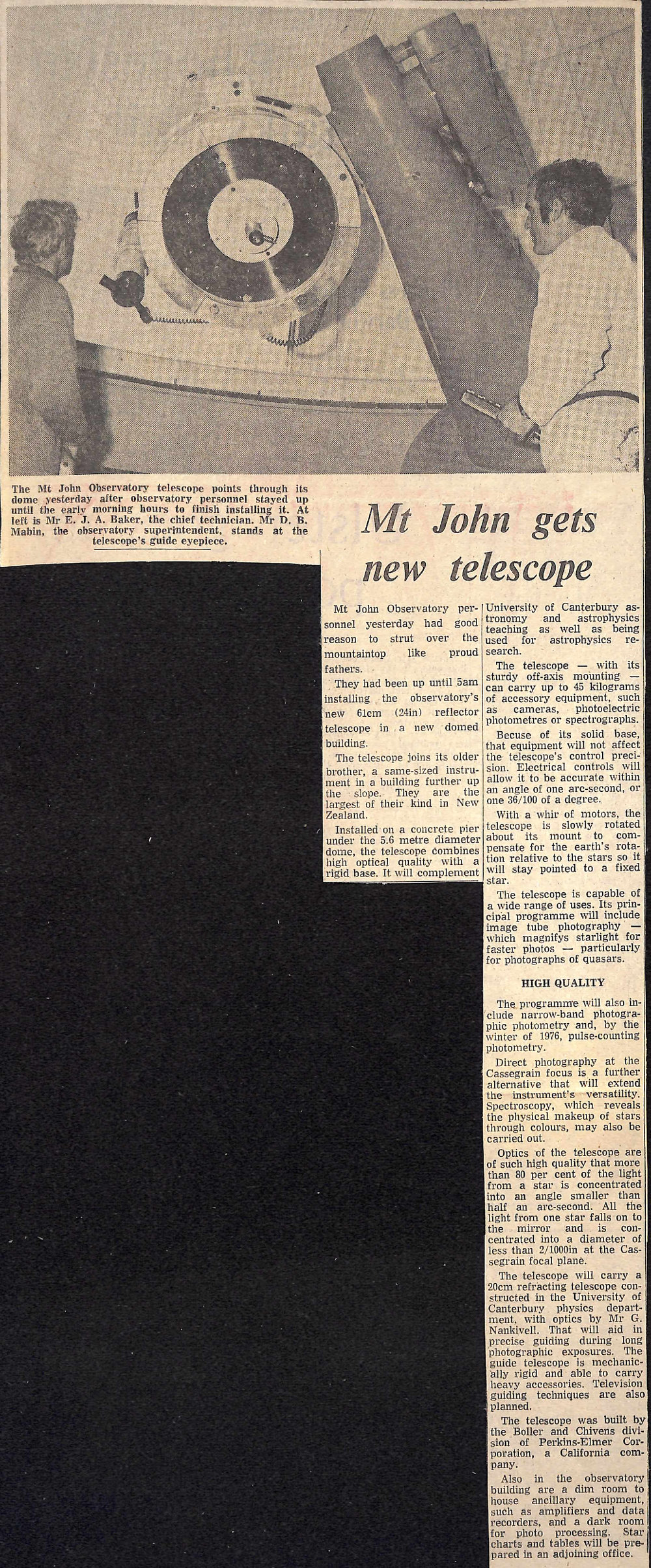 Mt John gets new telescope