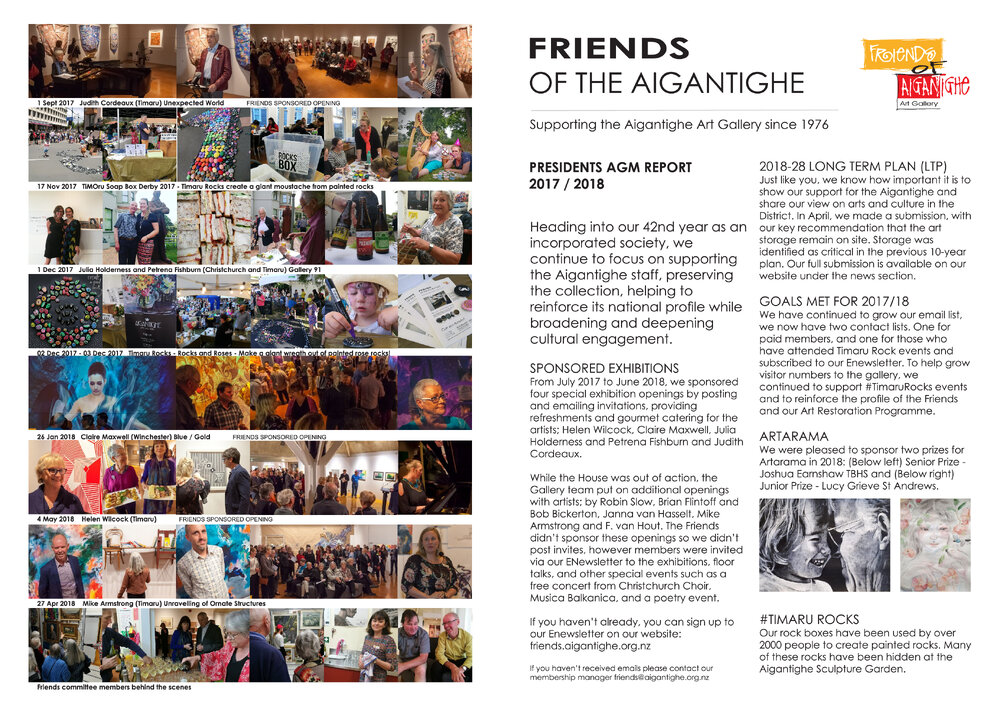 Friends of the Aigantighe: President's Report 2018