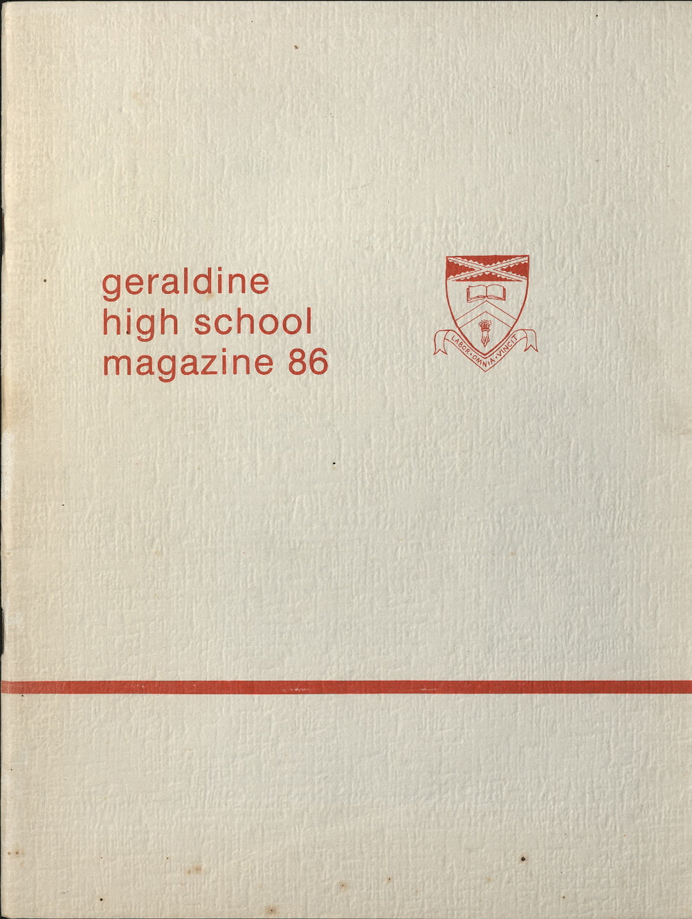 Geraldine High School magazine 1986