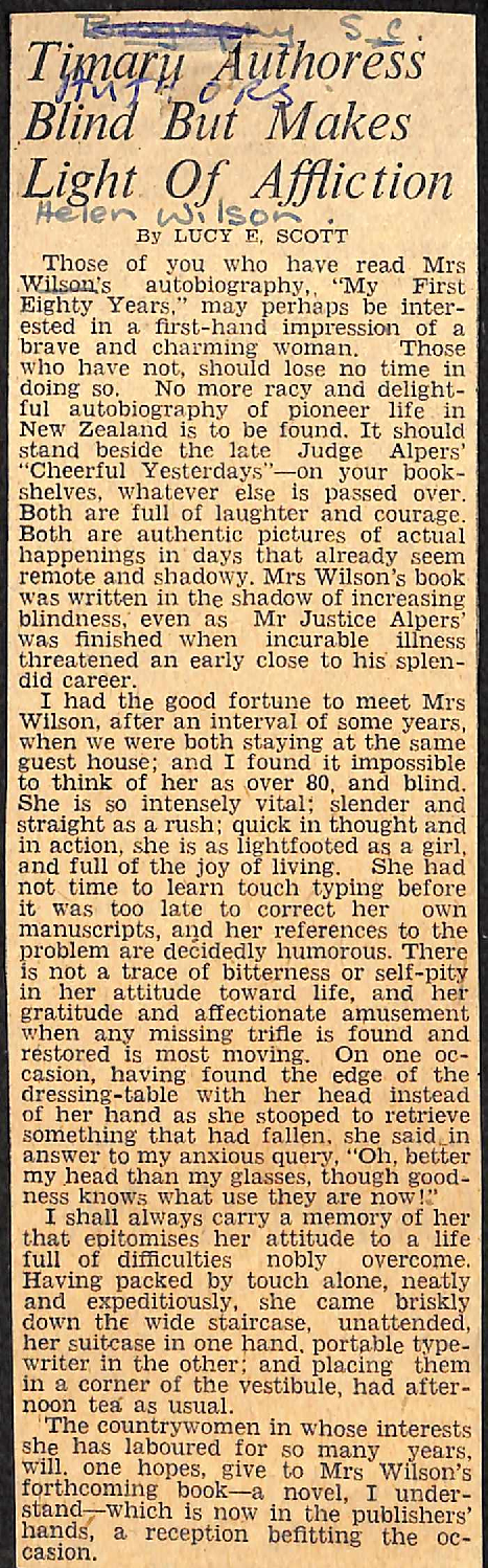 Timaru Authoress Blind But Makes Light Of Affliction