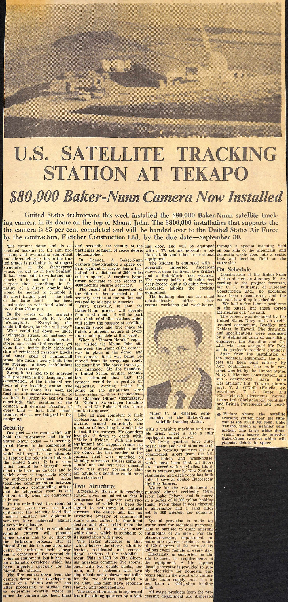 US Satellite Tracking Station At Tekapo: $80,000 Baker-Nunn Camera Now Installed