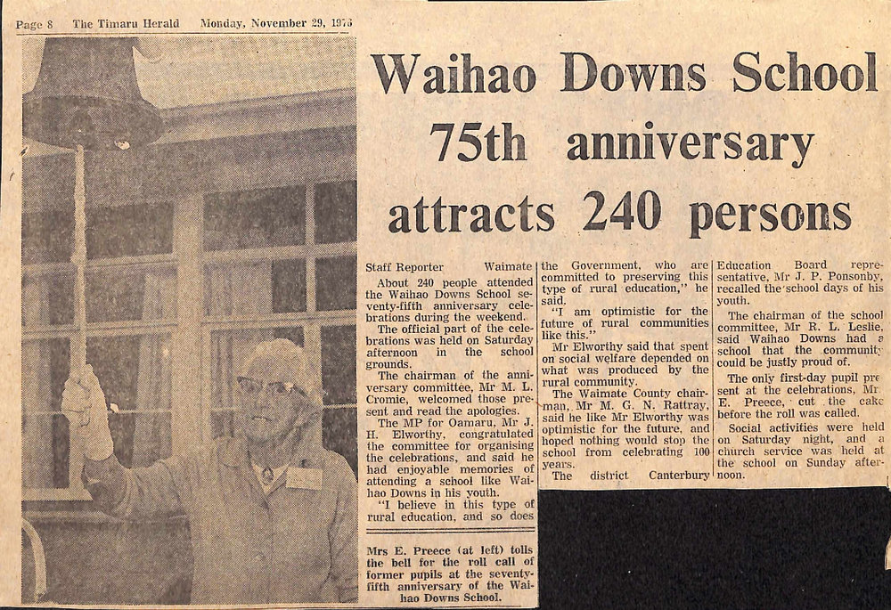 Waihao Downs School 75th anniversary attracts 240 persons