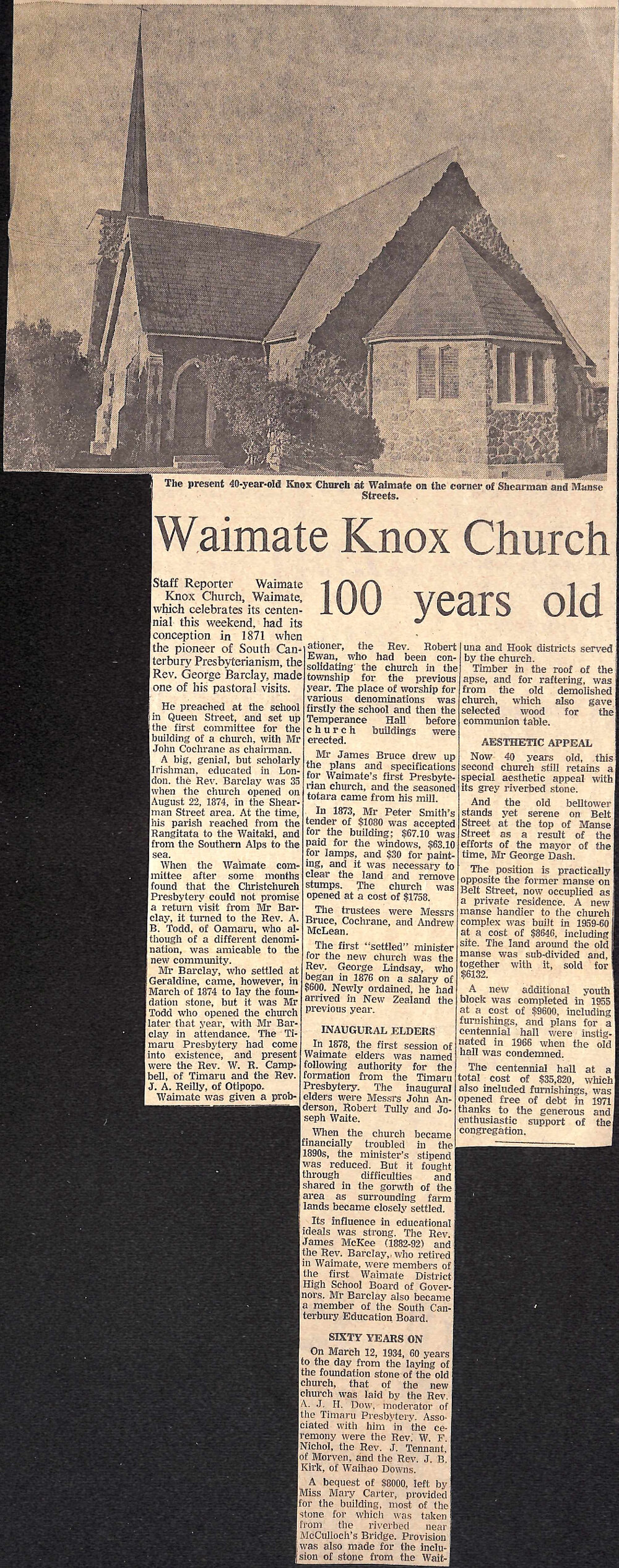 Waimate Knox Church 100 years old