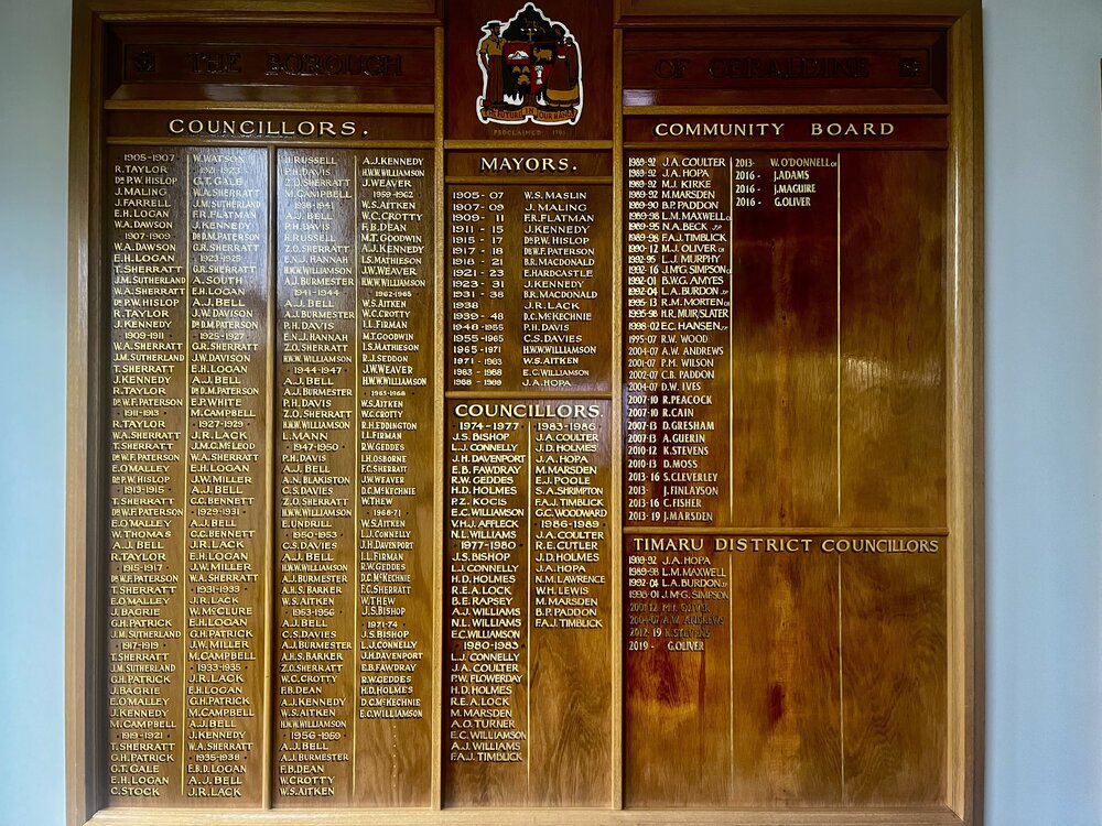 Geraldine Borough Council honours board