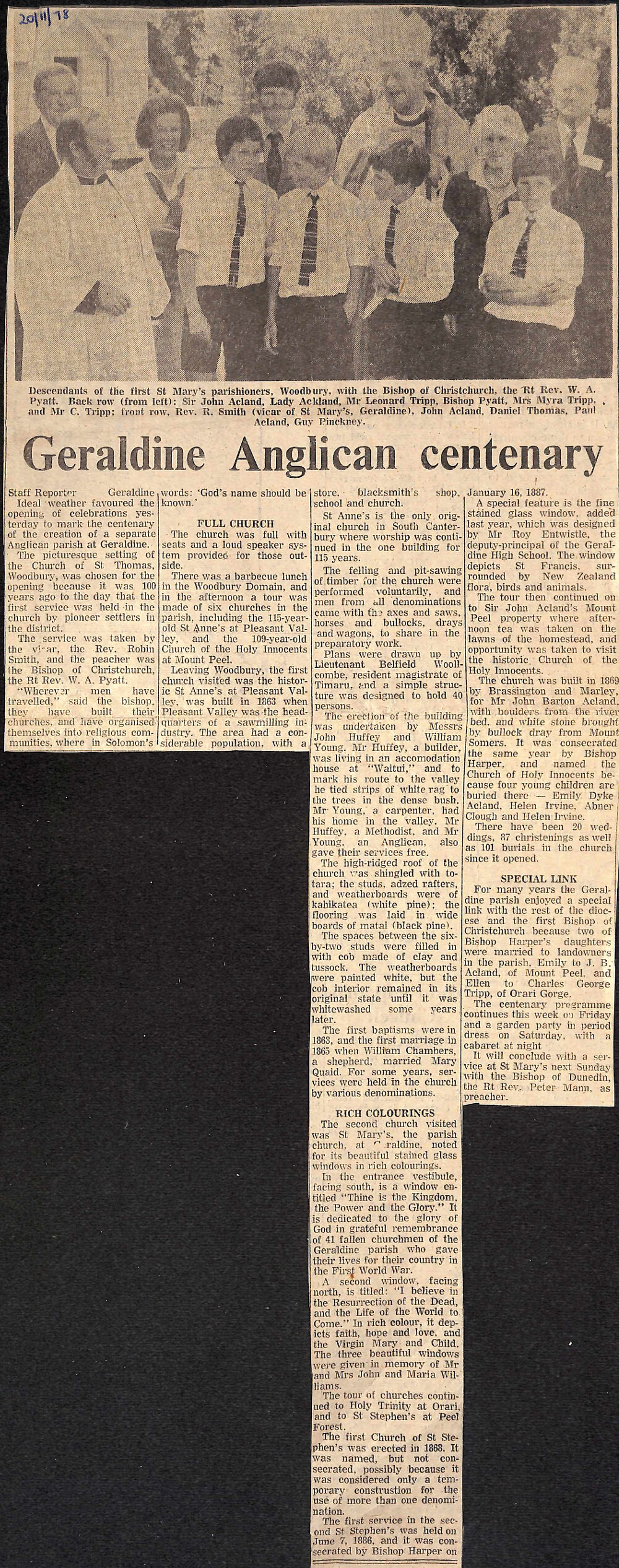 Geraldine Anglican centenary