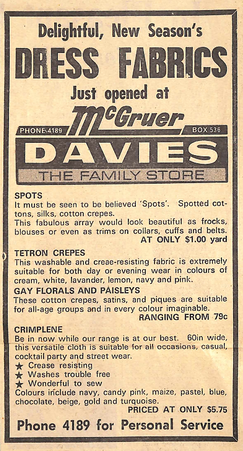 McGruer Davies advertisement