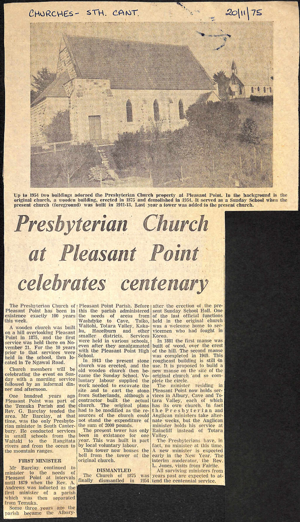 Presbyterian Church at Pleasant Point celebrates centenary 