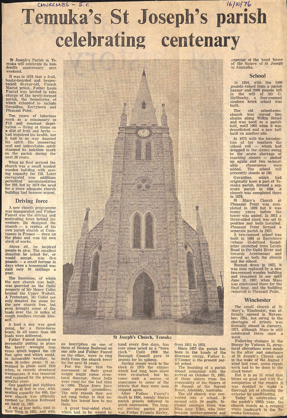 Temuka's St Joseph's parish celebrating centenary