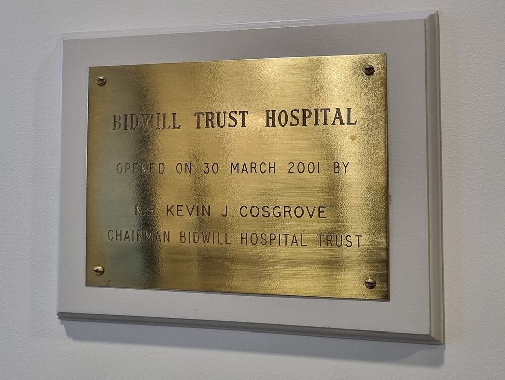 Bidwell Hospital opening plaque