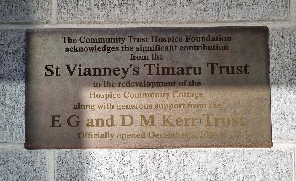 Hospice Community Cottage plaque