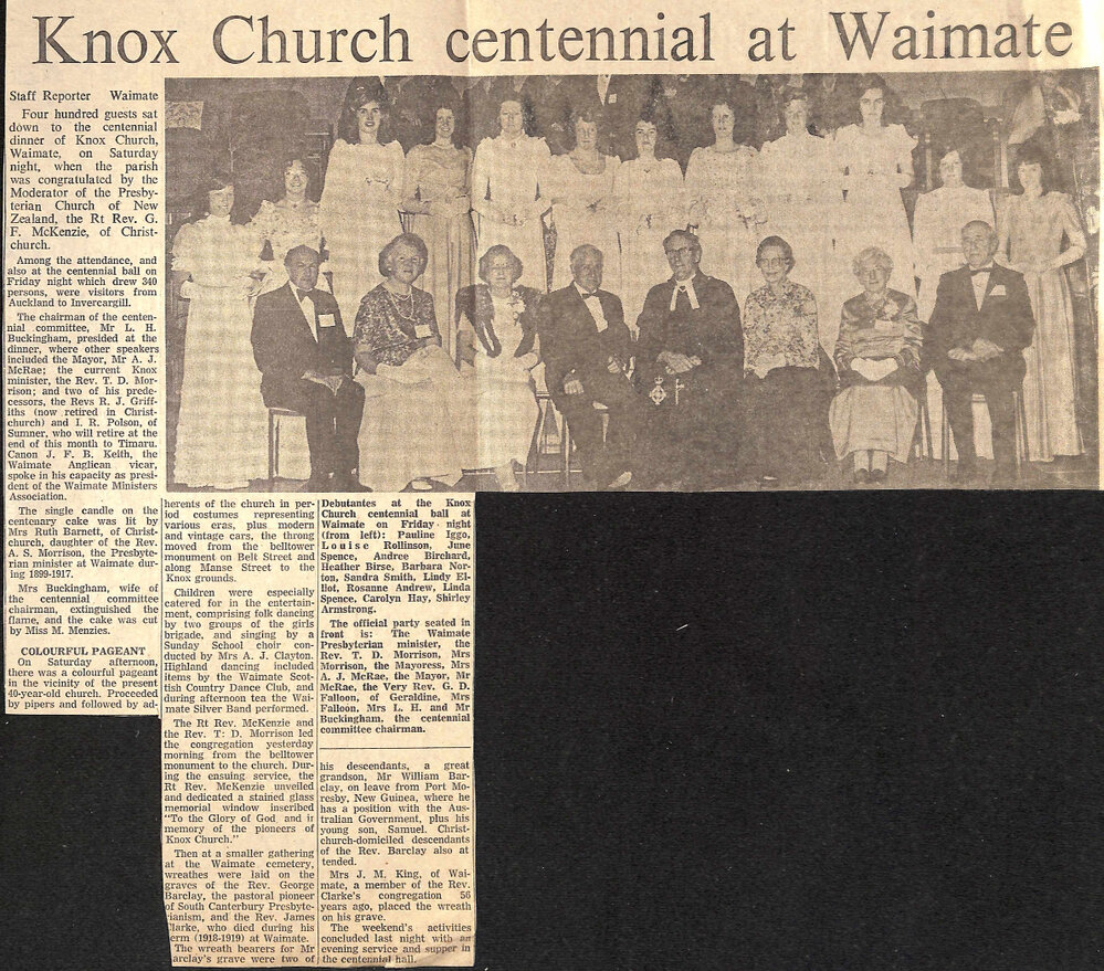 Knox Church centennial at Waimate