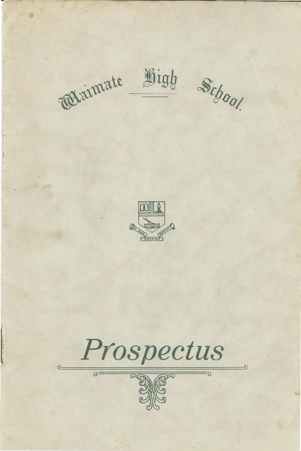 Waimate High School Provisional Prospectus 1930s