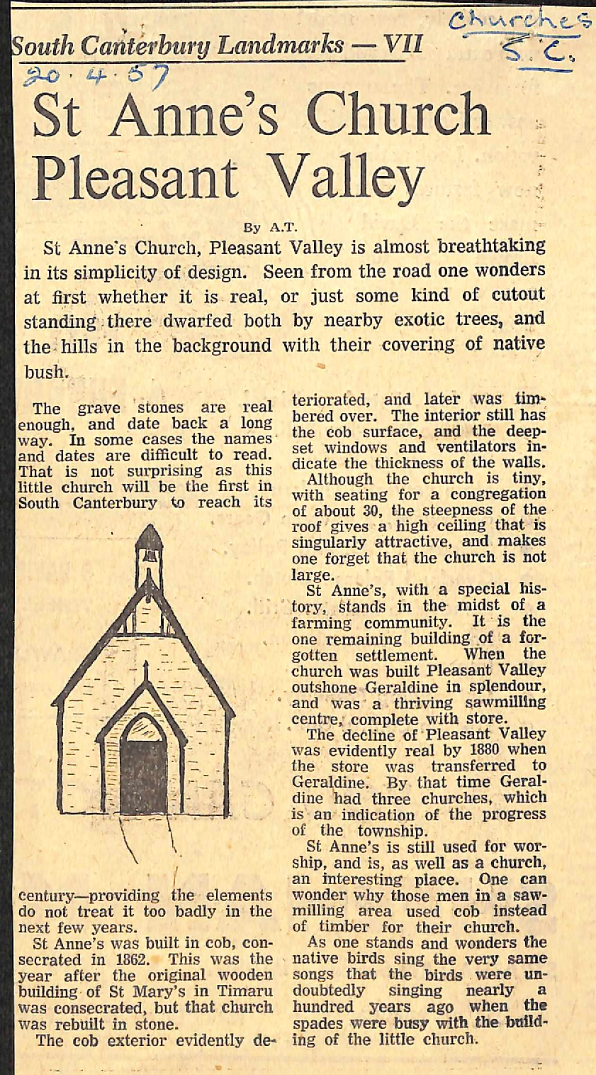 South Canterbury Landmarks - VII: St Anne's Church Pleasant Valley