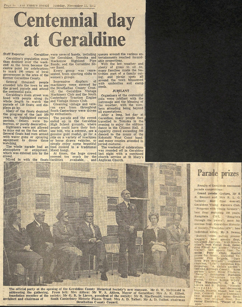Centennial Day at Geraldine / Museum opened in old Town Board office