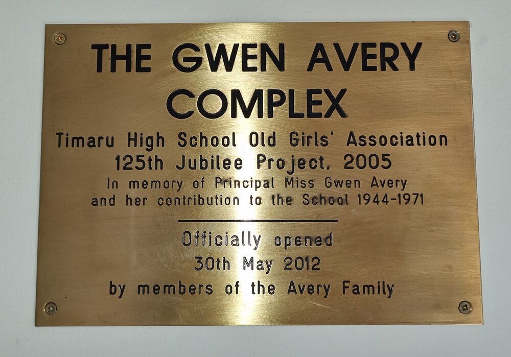 The Gwen Avery Complex official opening plaque TGHS