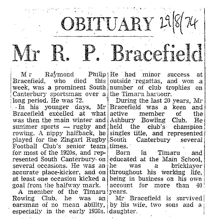 Obituary: Mr R P Bracefield