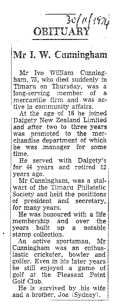 Obituary: Mr I W Cunningham