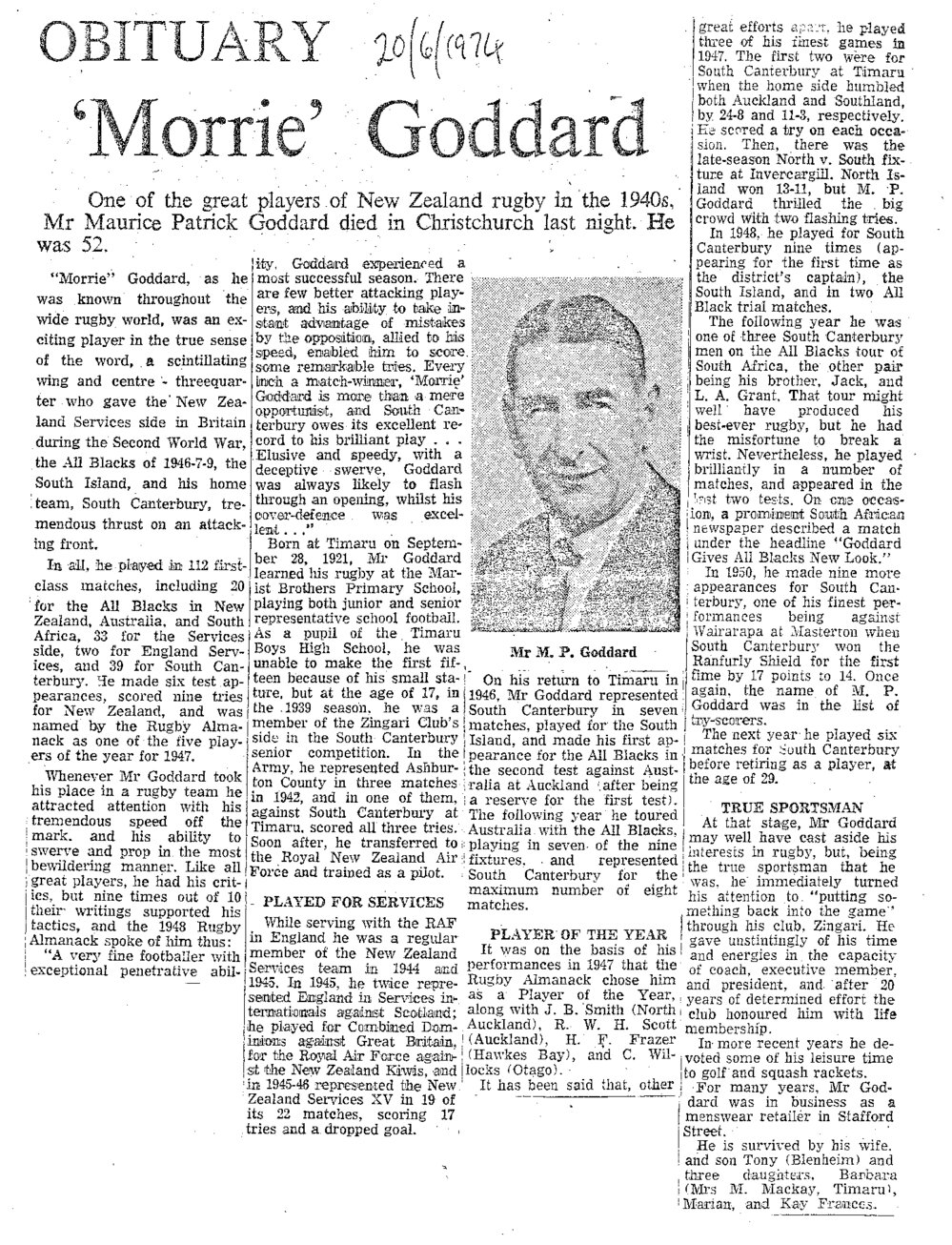 Obituary: 'Morrie' Goddard