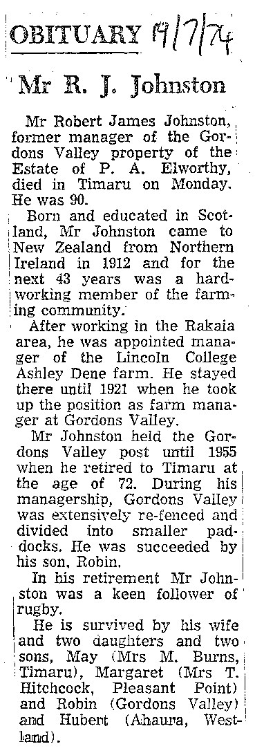 Obituary: Mr R J Johnston