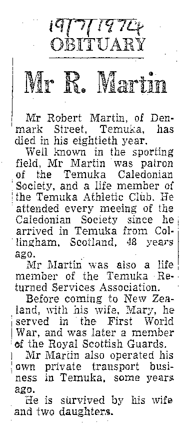 Obituary: Mr R Martin