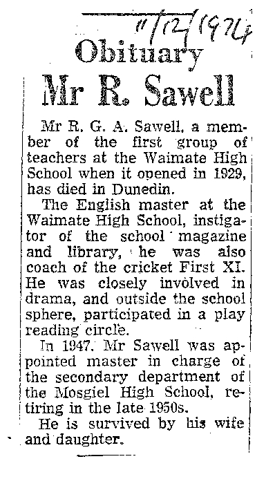 Obituary: Mr R Sawell