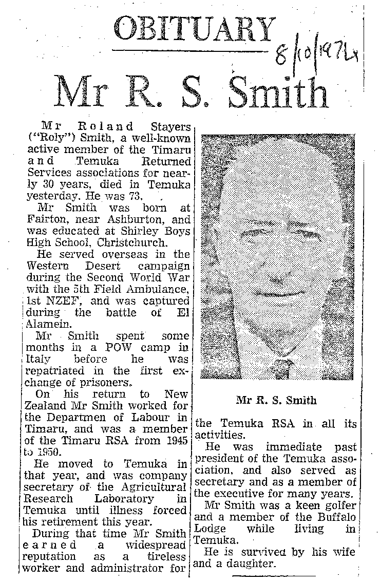 Obituary: Mr R S Smith