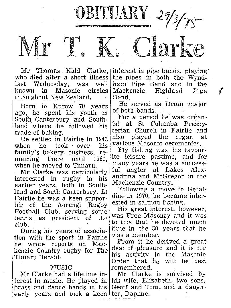 Obituary: Mr T K Clarke