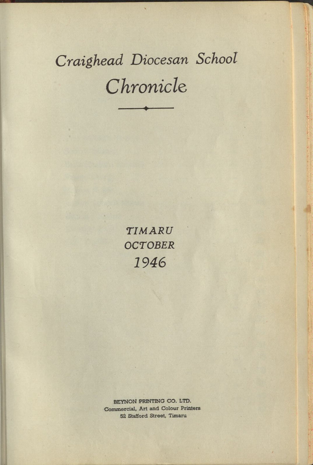 Craighead Diocesan School Chronicle 1946