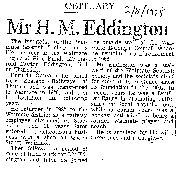 Obituary: Mr H M Eddington