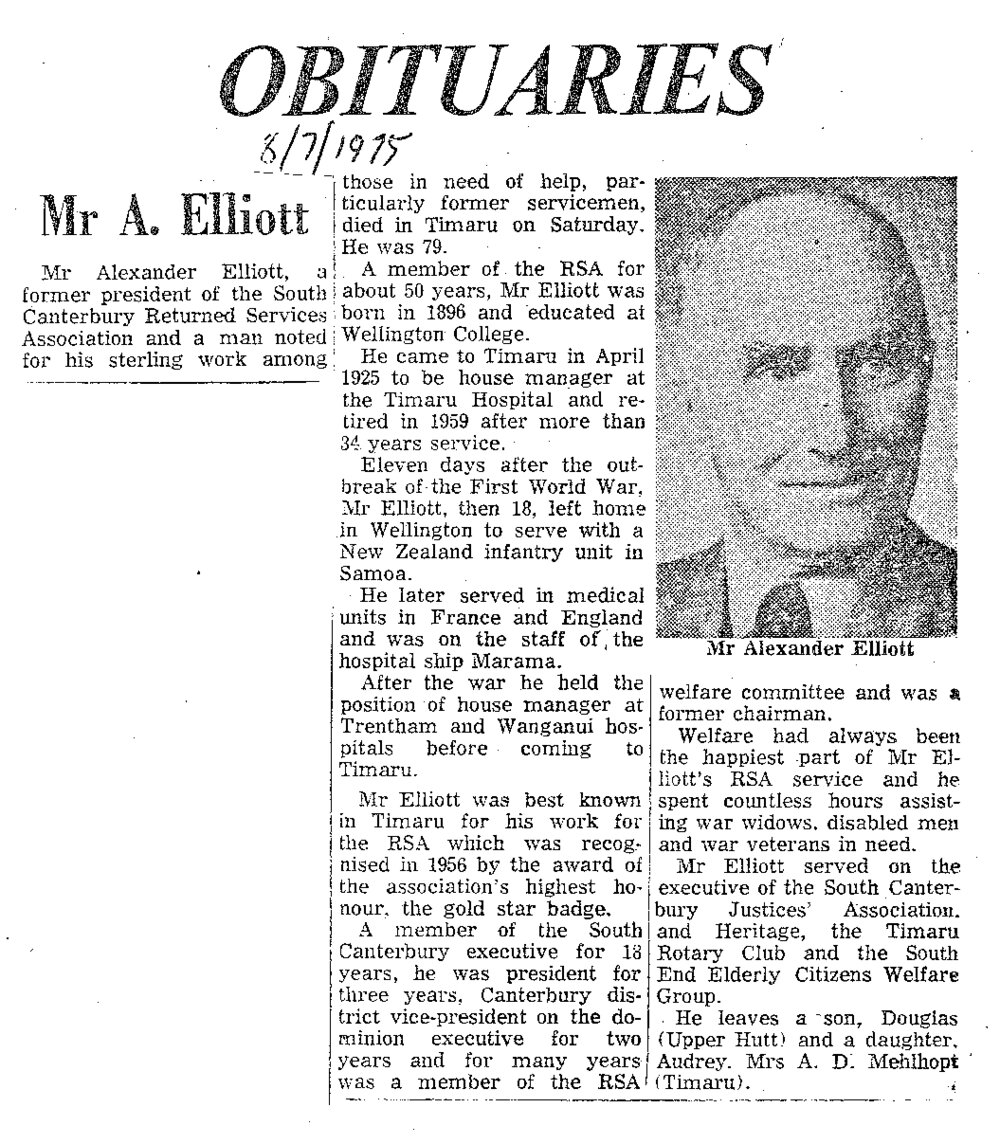 Obituary: Mr A Elliott