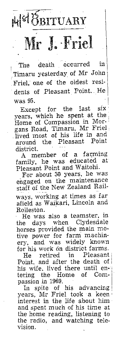 Obituary: Mr J Friel