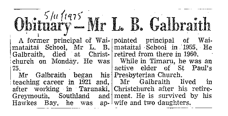 Obituary: Mr L B Galbraith