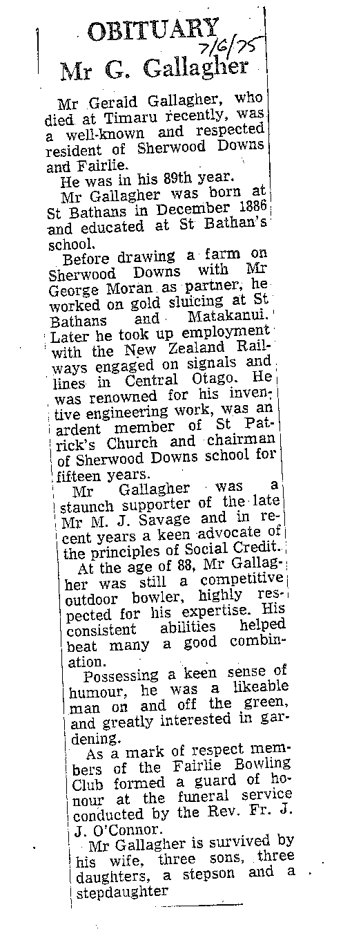 Obituary: Mr G Gallagher