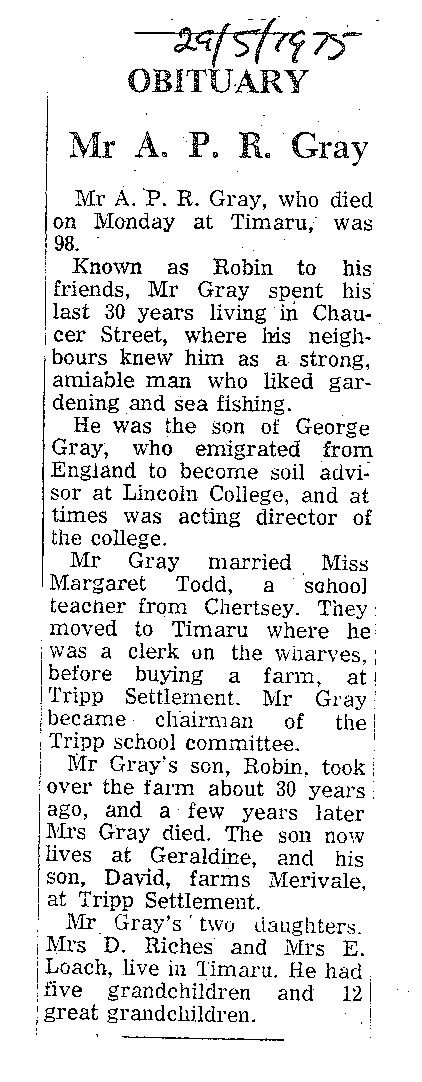 Obituary: Mr A O R Gray