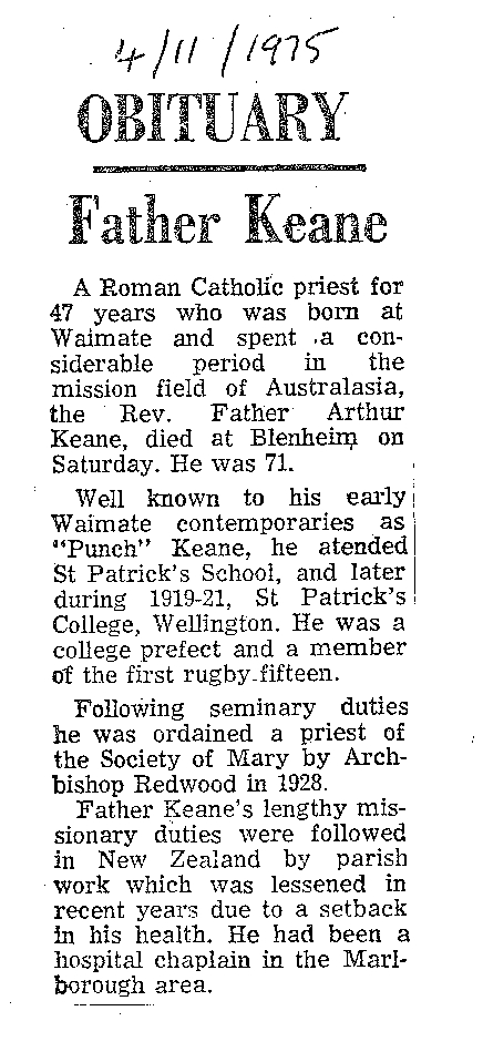 Obituary: Father Keane