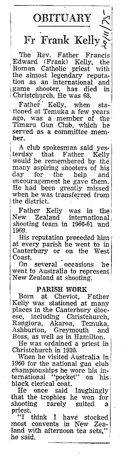 Obituary: Fr Frank Kelly