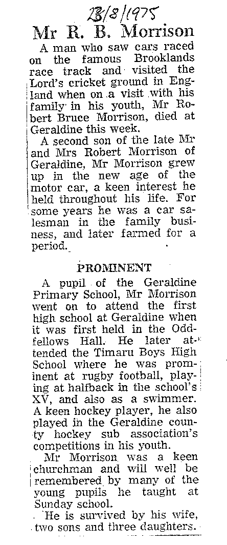 Obituary: Mr R B Morrison