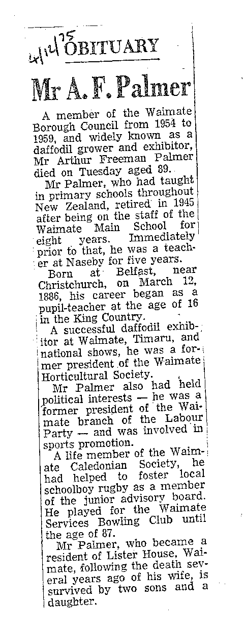 Obituary: Mr A F Palmer