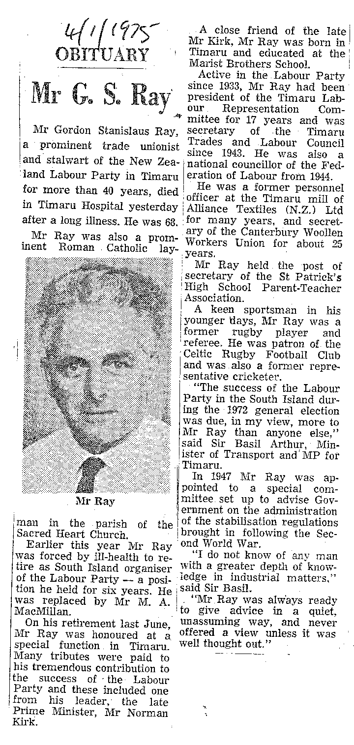 Obituary: Mr G S Ray