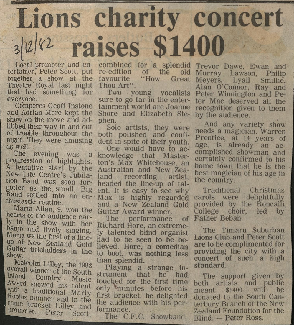 Lions charity concert raises $1400