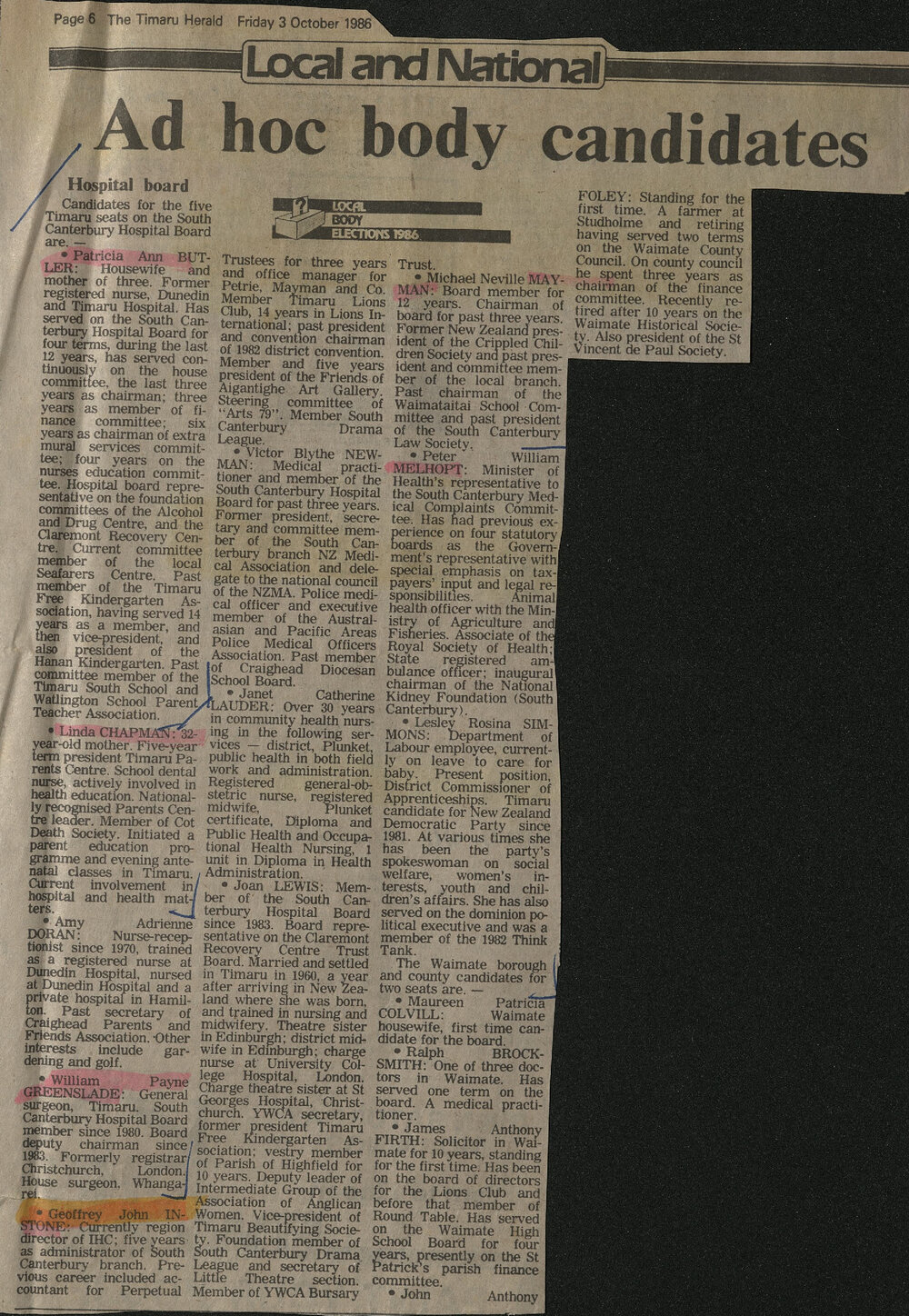 Ad hoc body candidates