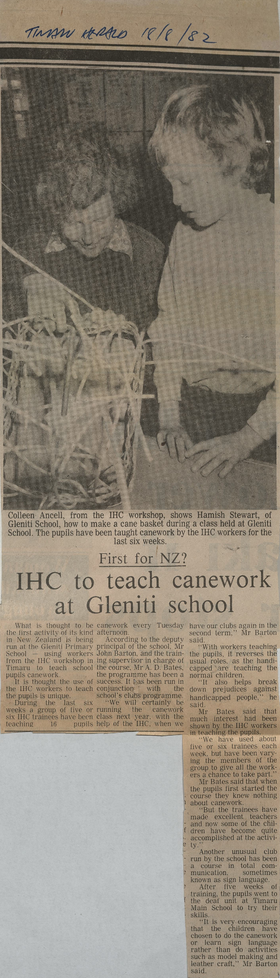 First for NZ? IHC to teach canework at Gleniti School