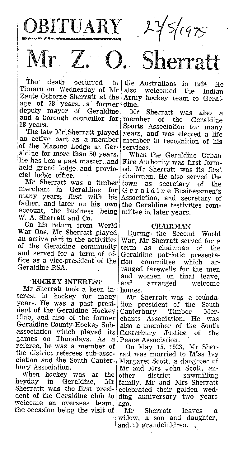 Obituary: Mr Z O Sherratt