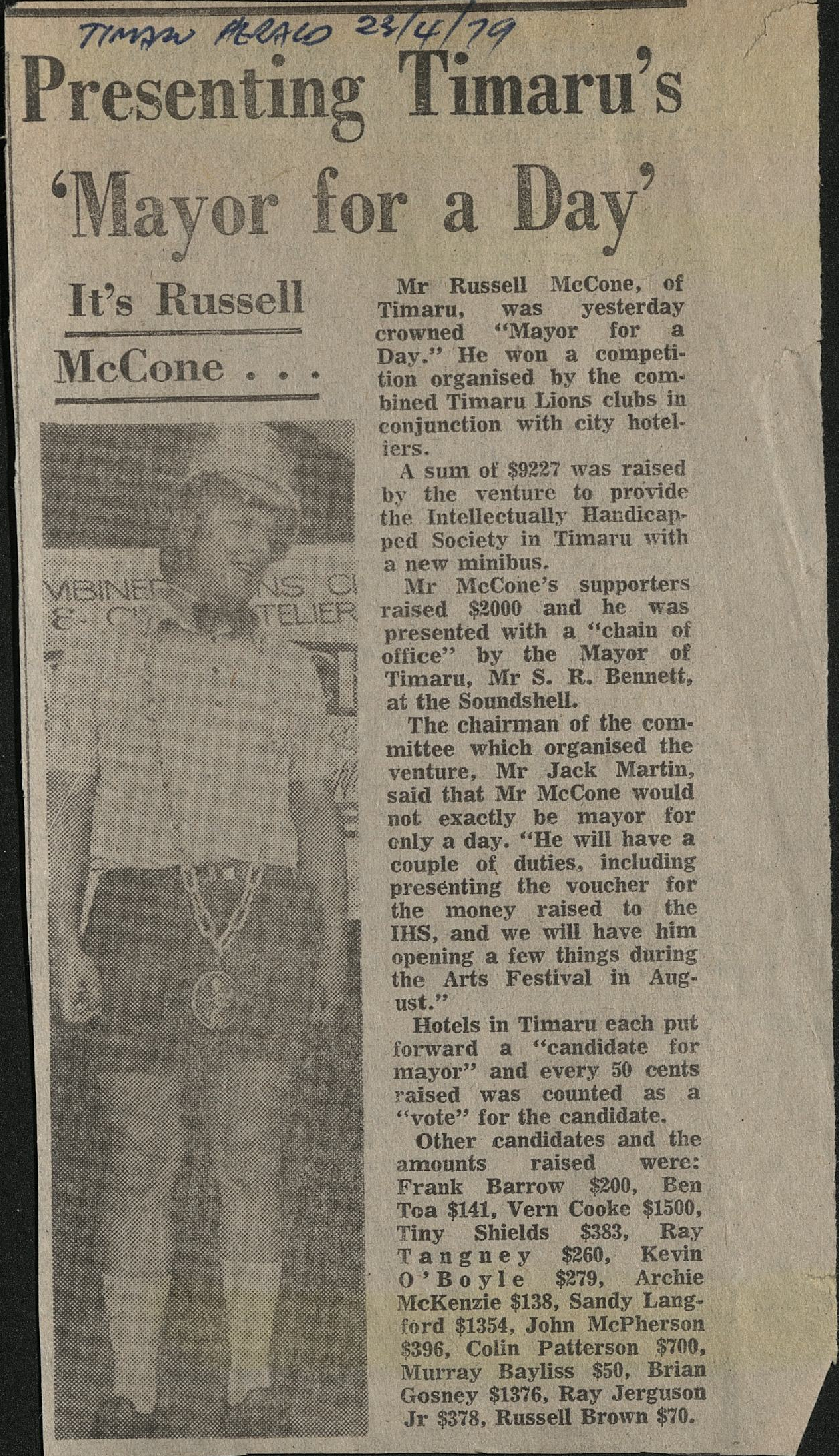 Presenting Timaru's 'Mayor for a Day': It's Russell McCone...