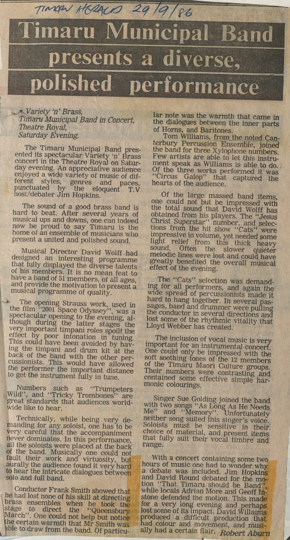 Timaru Municipal Band presents a diverse, polished performance